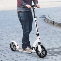 HOMCOM Teens Foldable Scooter with Adjustable Height - White