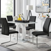 Giovani Grey Glass Dining Table With Four Lorenzo Chair Set - Black