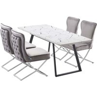 Trafalgar Toga LUX Dining Set with a Table and Chairs Set of 4 - Dark Grey