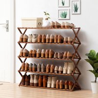 Versatile Foldable Bamboo Shoe Rack - Dark Brown