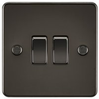 Knightsbridge Flat Plate 10AX 2G 2-way switch - gunmetal - FP3000GM - Gunmetal