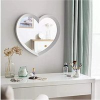 Heart Shaped Wall Mirror White Simple Frame - White
