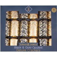 Jonas & James, Pack of 6 Deluxe Black and Gold Crackers - Gold Jonas & James, Pack of 6 Deluxe Black and Gold Crackers - Gold