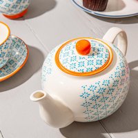 820ml Hand-Printed Teapot - Blue