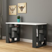 Labirent Modern Desk With Bookshelf Legs - Anthracite Grey