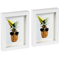 5" x 7" White 3D Box Photo Frames - 4" x 6" Mount - Pack of 2 - White/Ivory