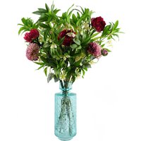 Pink Artificial Peony Dahlia Glass Vase - Pink Peony Dahlia Glass Vase