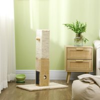 PawHut Cat Scratching Post with Carpet Base Dangling Toy - Brown