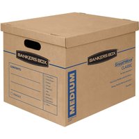BANKERS BOX 10 Cardboard Moving Boxes Heavy Duty Double Wall Classic Moving Box - Light Brown / 38 Litres