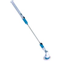 Electric Power Spin Scrubber Cleaning Brush with Extension Pole - White. Blue