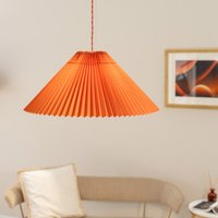 Akira Fabric Pleated Single Drop Ceiling Pendant Light with LED Bulb - Orange