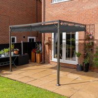 Brooklyn Wall Mounted Outdoor Retractable Metal Pergola with Canopy - Grey