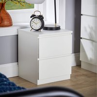 Home Source Lugano 2 Drawer Bedside Cabinet High Gloss Drawer Fronts - White