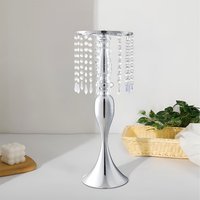 Metal Wedding Table Centerpiece with Crystal Ornaments - Silver / CrystalMetal