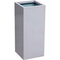 Tall Zinc Galvanised Cube Planter - Silver / 77l