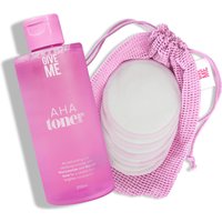 AHA Glycolic Skin Toner and Bamboo Pads Bundle - Pink