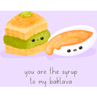 Food Couples Greeting Card Baklava and Syrup - Yellow