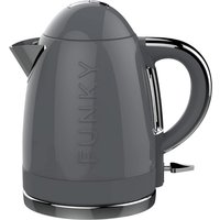 FUNKY Retro Kettle, Large 1.7L Capacity, 3kw Fast Boil with Easy Pour - Grey