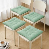 Set of 4 Comfortable Square Chair Cushions - Coffee - Green