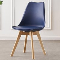 Single Lorenzo Retro Plastic Dining Chair with Padded Seat Dining Room Chairs - Blue