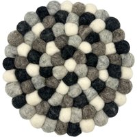 Multi Grey Felt Ball Round Placemat Handmade Durable Elegant - Grey