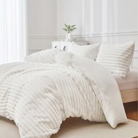 Super soft luxury faux fur stripe Duvet - Cream / 230cm