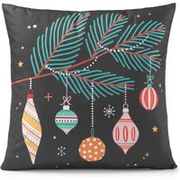 Christmas Baubles Cushion - Black & Multicoloured