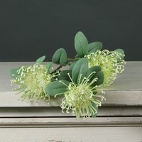 Artificial Leucospermum Stem, 3 Heads 78cm - Green