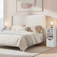 Yaheetech Narrow Bedside Table with Drawer - White / 13.8kg