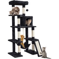 Large Cat Tree Tower with Scratching Posts - Black