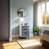 Madrid 3 Drawer Bedside - Grey and White Gloss