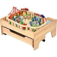 Kids Play Table with Train Track Set - Brown