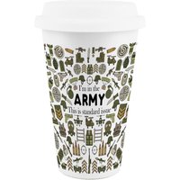 Novelty Army Ceramic Travel Mug - Reusable Drinks Cup Gift - White