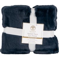 Rabbit Faux Fur Throw - Navy / Medium