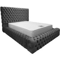 Simply Envisage, Sophia Upholstered Plush Velvet Bed Frame - Grey / Small Double Simply Envisage, Sophia Upholstered Plush Velvet Bed Frame - Grey / Small Double
