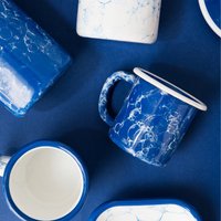Elifle Bubble Series Enamel Mug (Cobalt Blue with White Rim) - Blue and White