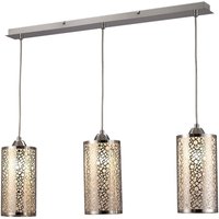 Charon Circle Pattern Ceiling Pendant 3 Light E27 Linear Polished Chrome - Polished Chrome