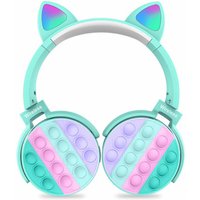Rainbow Cat Push Pop Headset - Green