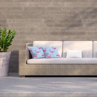 Beautiful tropical pink flamingos Outdoor Cushion - Blue / 60cm