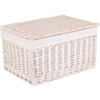 White Wash Steamed Cotton Lined Wicker Storage Basket - White / 35cm / 1.8kg