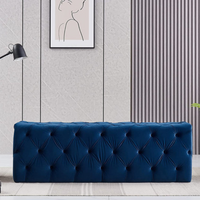 Melia Velvet Ottoman Bench Large Single - Blue