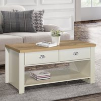 Highgate 2 Drawer Coffee Table - Cream and Oak