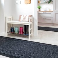 Cut To Measure Non Slip Hard Wearing Kitchen Utility Runner Rug - Anthracite / 731cm
