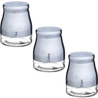 Set of 3 Stainless Steel Legacy Tea Coffee Sugar Kitchen Canisters - Silver