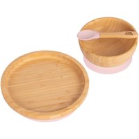 Children's Bamboo Suction Round Dinner Set - Pastel Pink