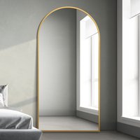 Arcus Metal Framed Arched Leaner Wall Mirror - Gold / 200cm
