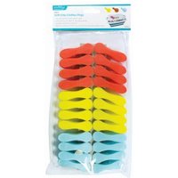 Plastic Soft Touch Clothes Pegs - Multi - Pack of 24 - Multi