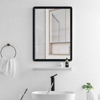 Black Frame Bathroom Hanging Wall Mirror - Black / 50cm