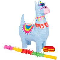 Llama Pinata Set with Stick Blindfold - Multi