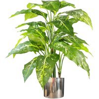 Spotted Evergreen Tree Artificial Plant - Spotted Evergreen Silver Planter